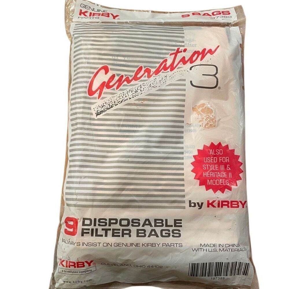 Genuine Kirby Generation 3 Disposable Filter Bags 197389 Upright Vacuum 9 Bags